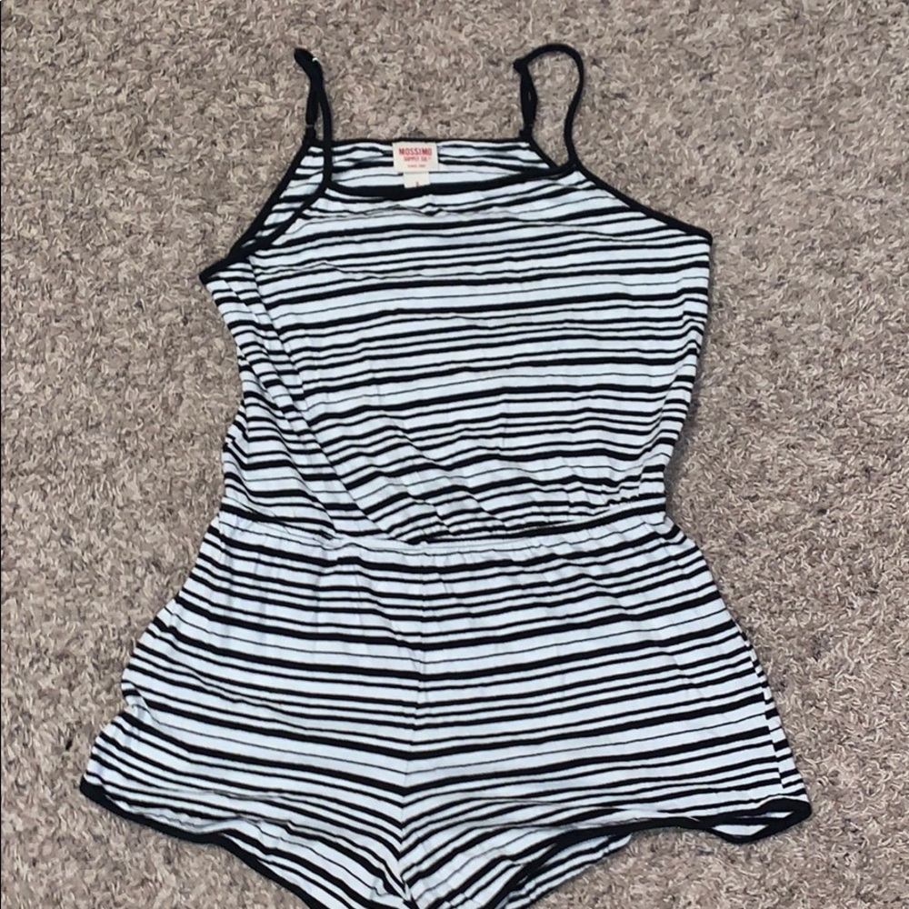black and white striped romper
